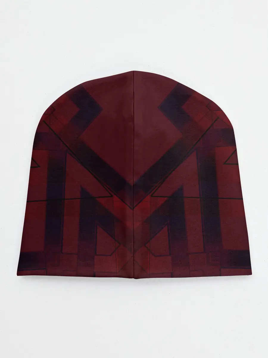 Детская шапка / Темно-красный геометрический