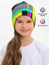 Детская шапка / Геометрический неоновый узор