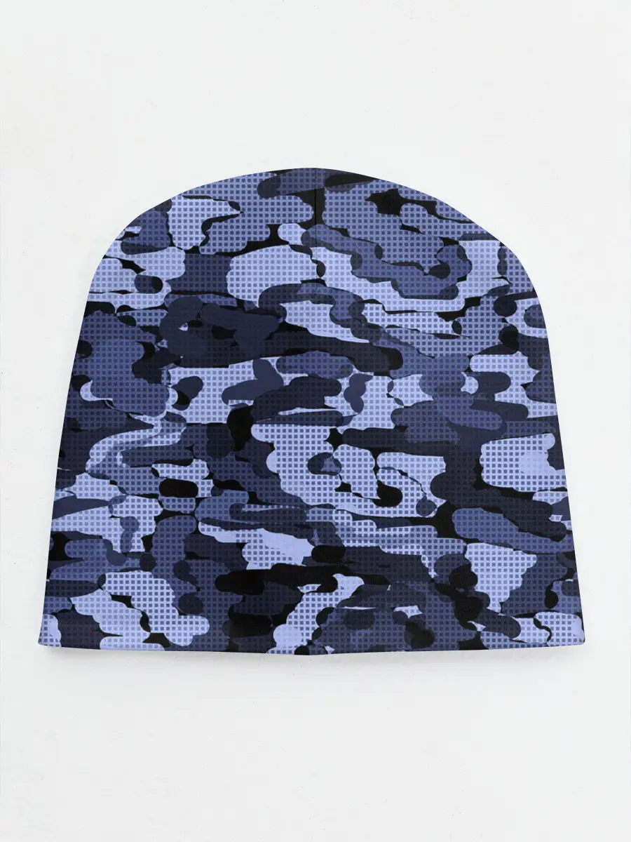 Детская шапка / Синий камуфляж в клетку