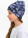 Детская шапка / Синий камуфляж в клетку
