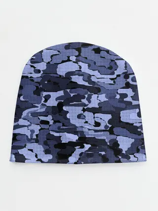 Детская шапка / Синий камуфляж в клетку
