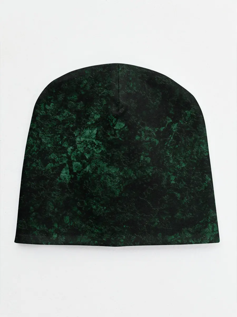 Детская шапка / Темно-зеленый мраморный узор