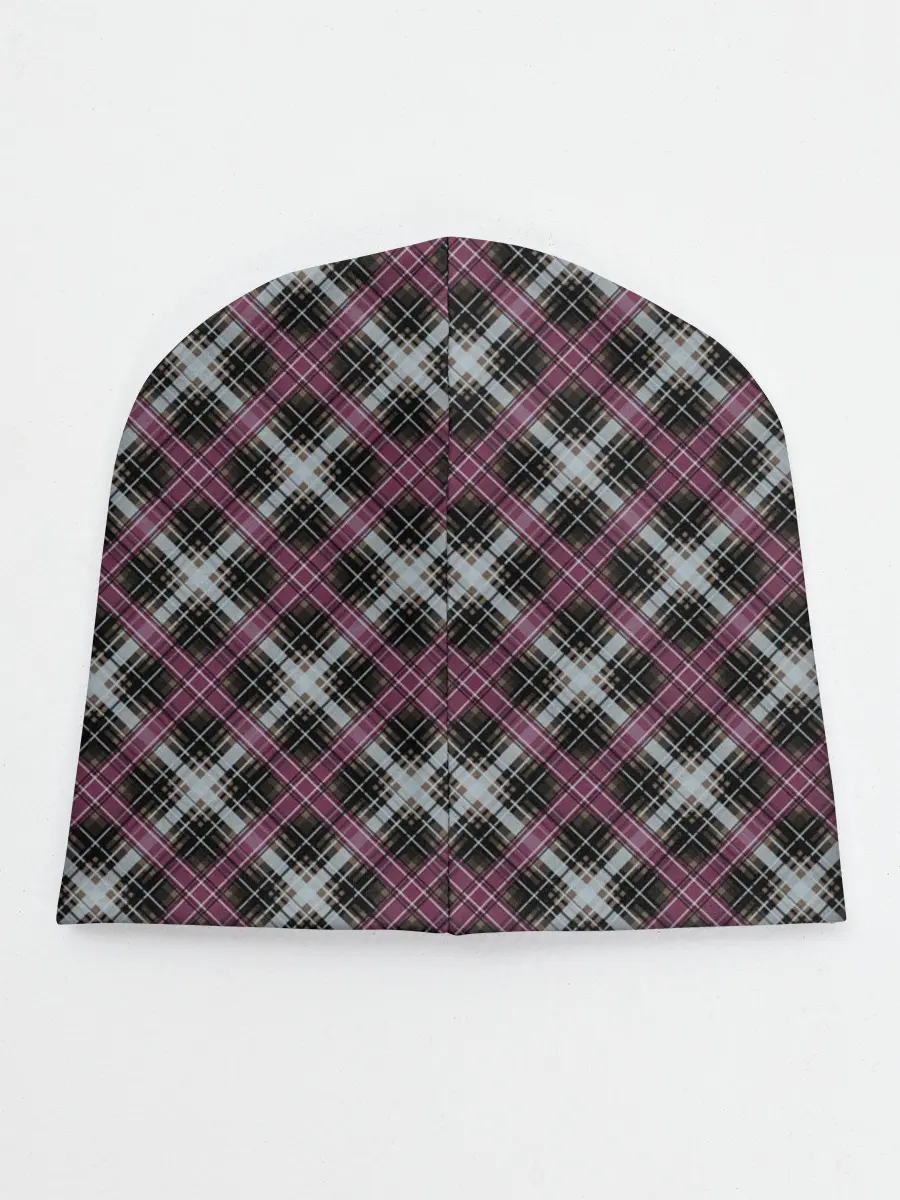 Детская шапка / Темный серый узор в клетку