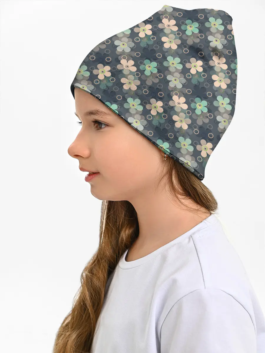 Детская шапка / Цветочный ретро узор