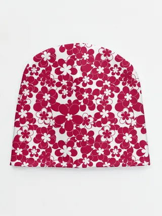 Детская шапка / Бело-красный цветочный