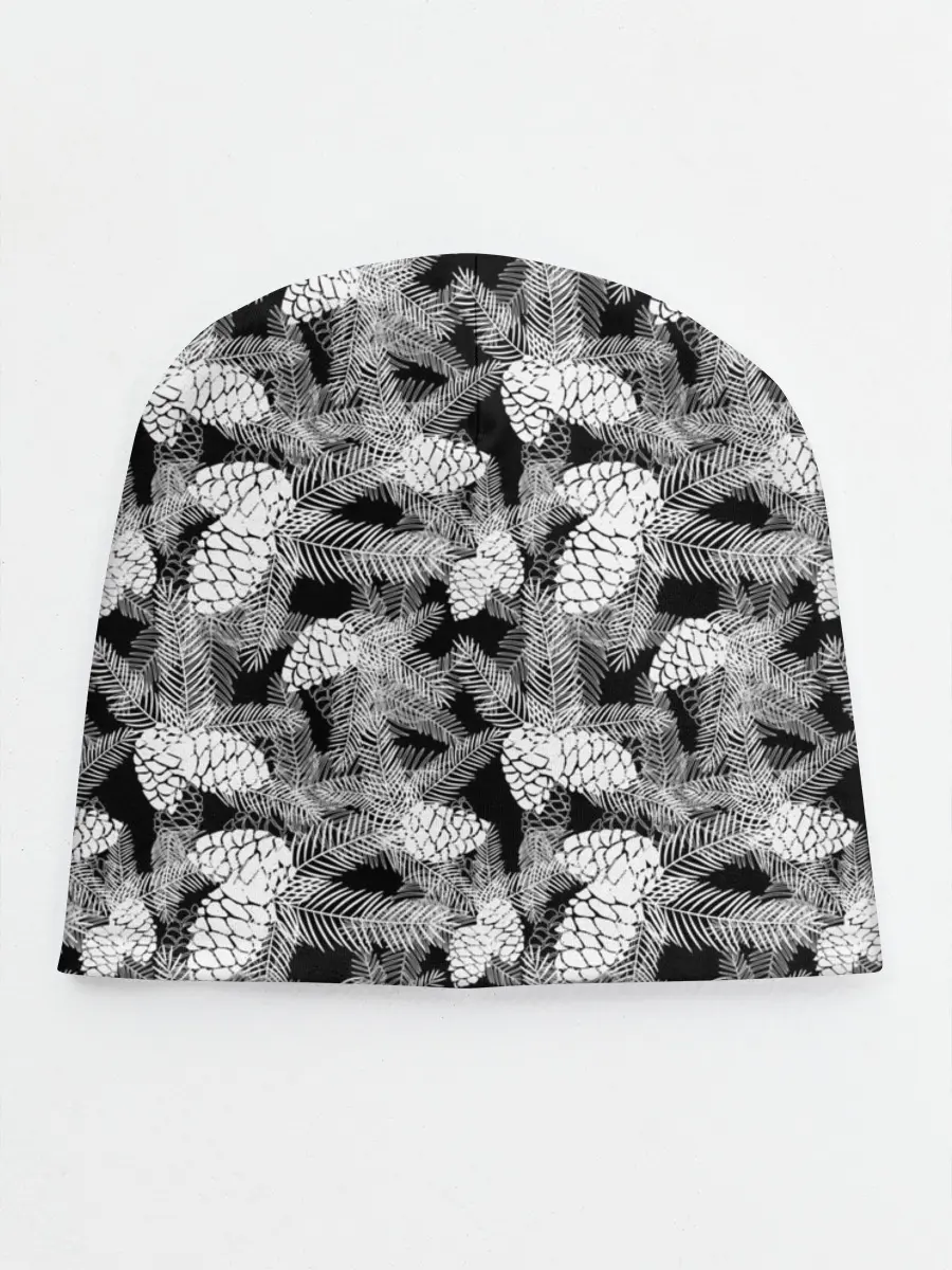 Детская шапка / Черно-белый узор шишки