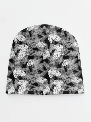 Детская шапка / Черно-белый узор шишки