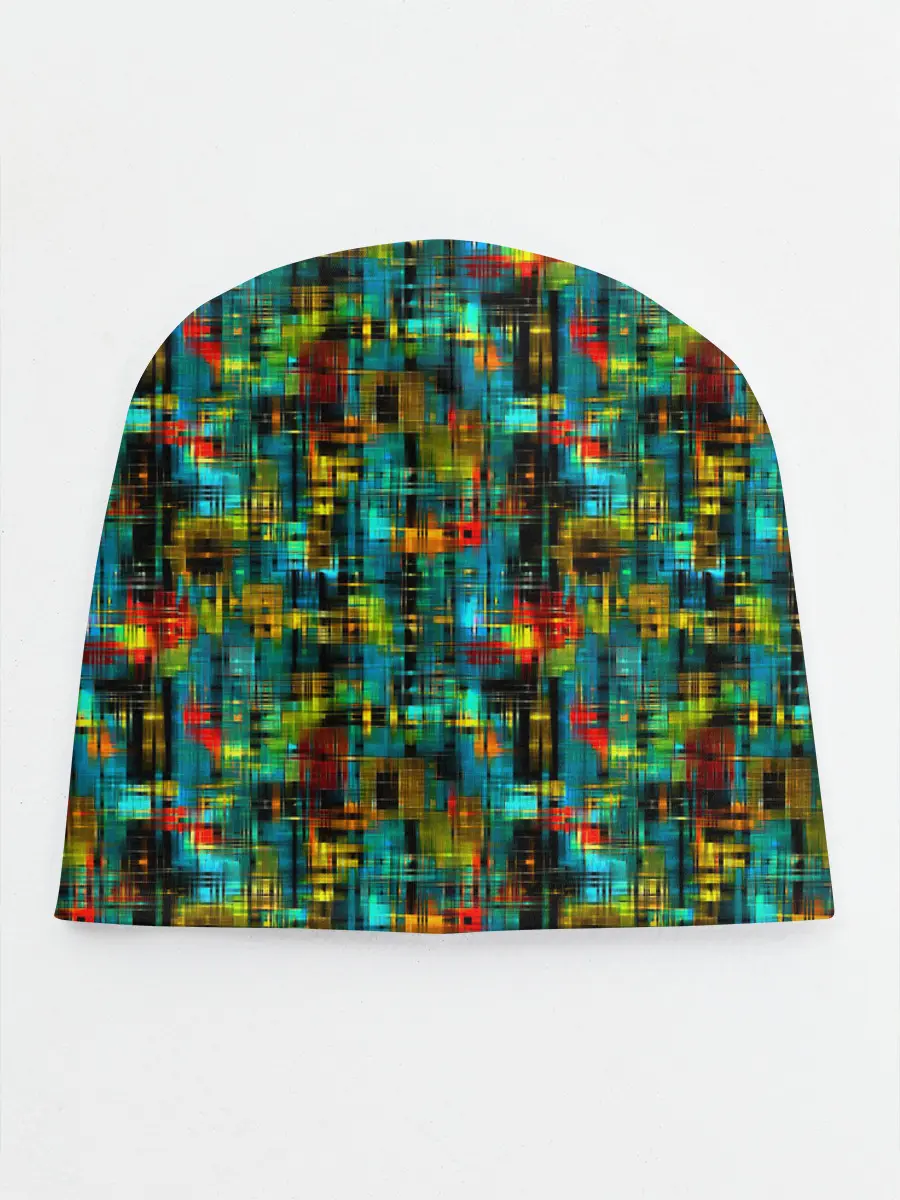 Детская шапка / Разноцветные штрихи на бирюзе