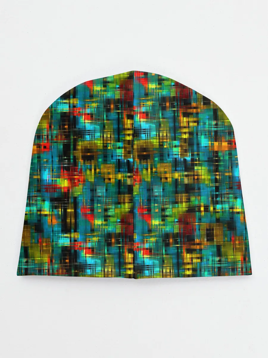 Детская шапка / Разноцветные штрихи на бирюзе