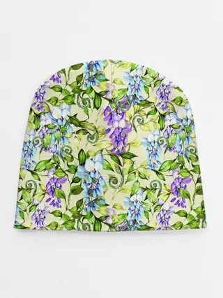 Детская шапка / Глициния на бежевом фоне