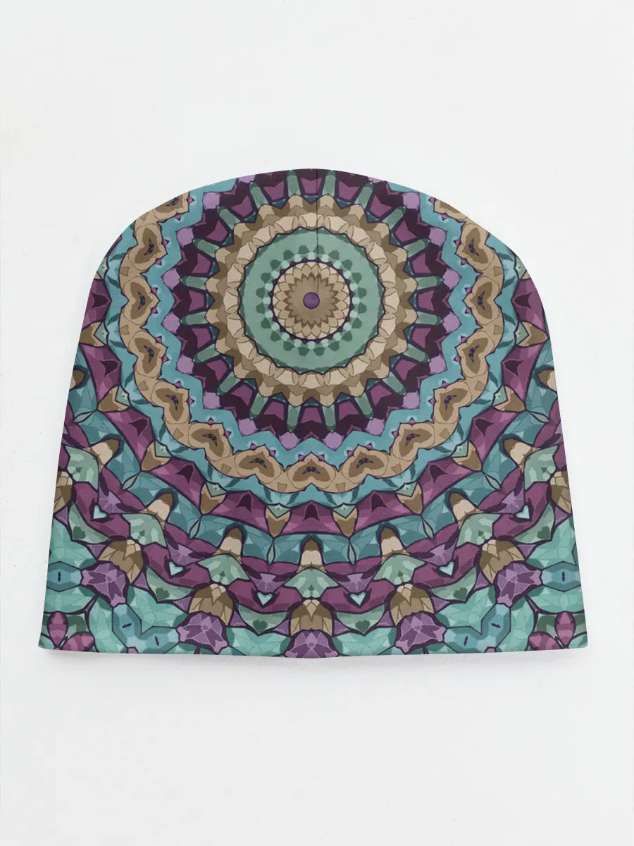 Детская шапка / Сиренево-голубой калейдоскоп .