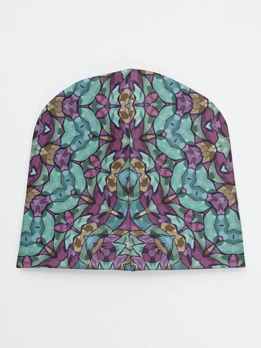 Детская шапка / Сиренево-голубой калейдоскоп .