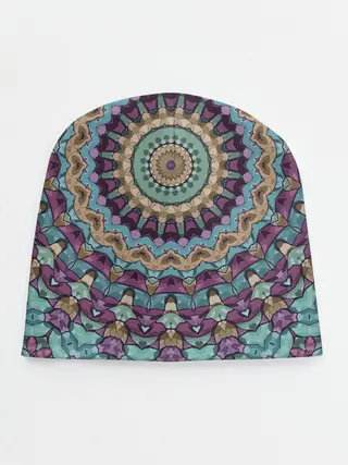 Детская шапка / Сиренево-голубой калейдоскоп .
