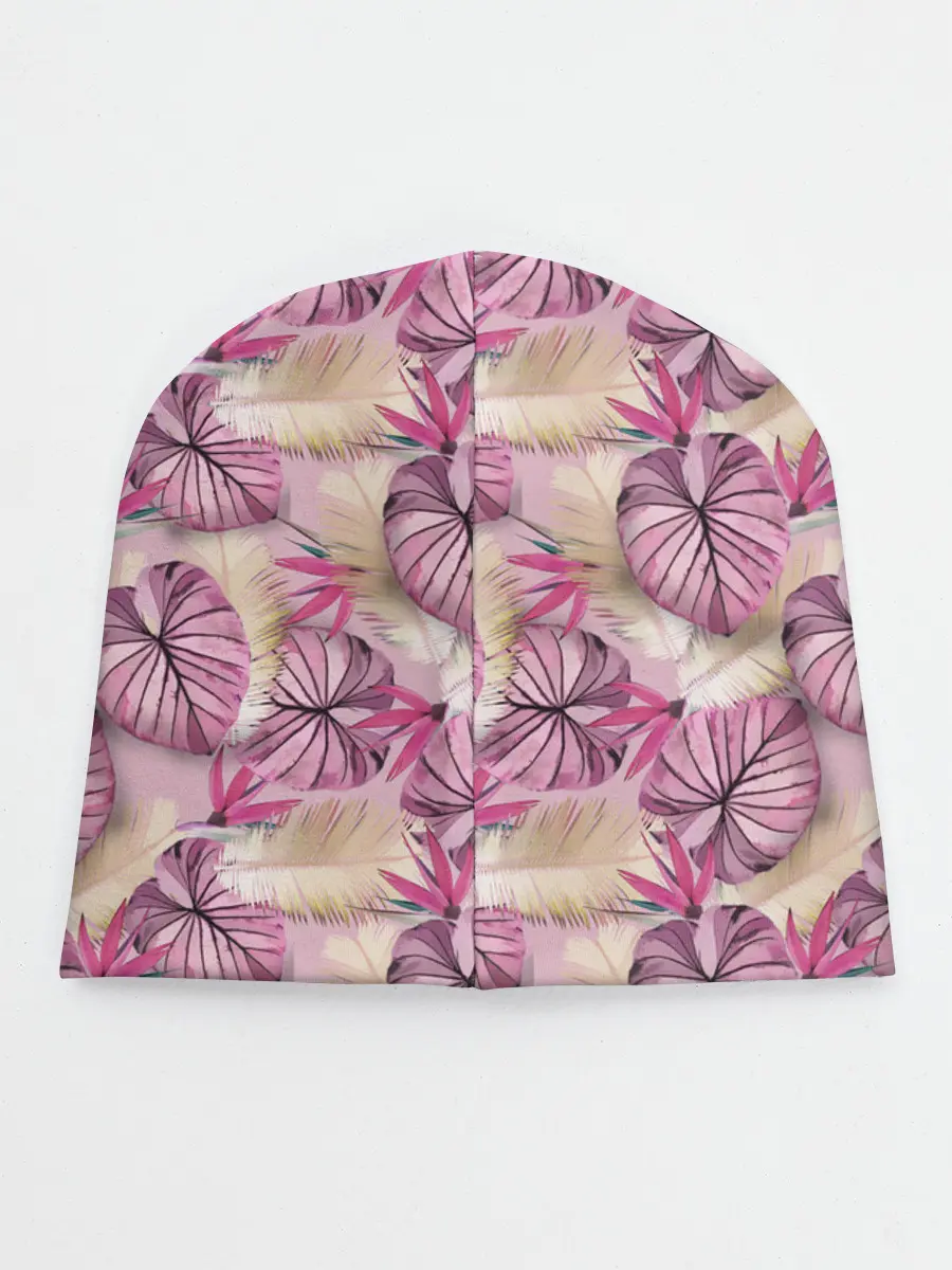Детская шапка / Розовый тропический узор
