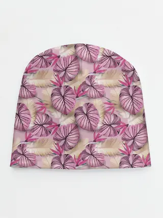 Детская шапка / Розовый тропический узор