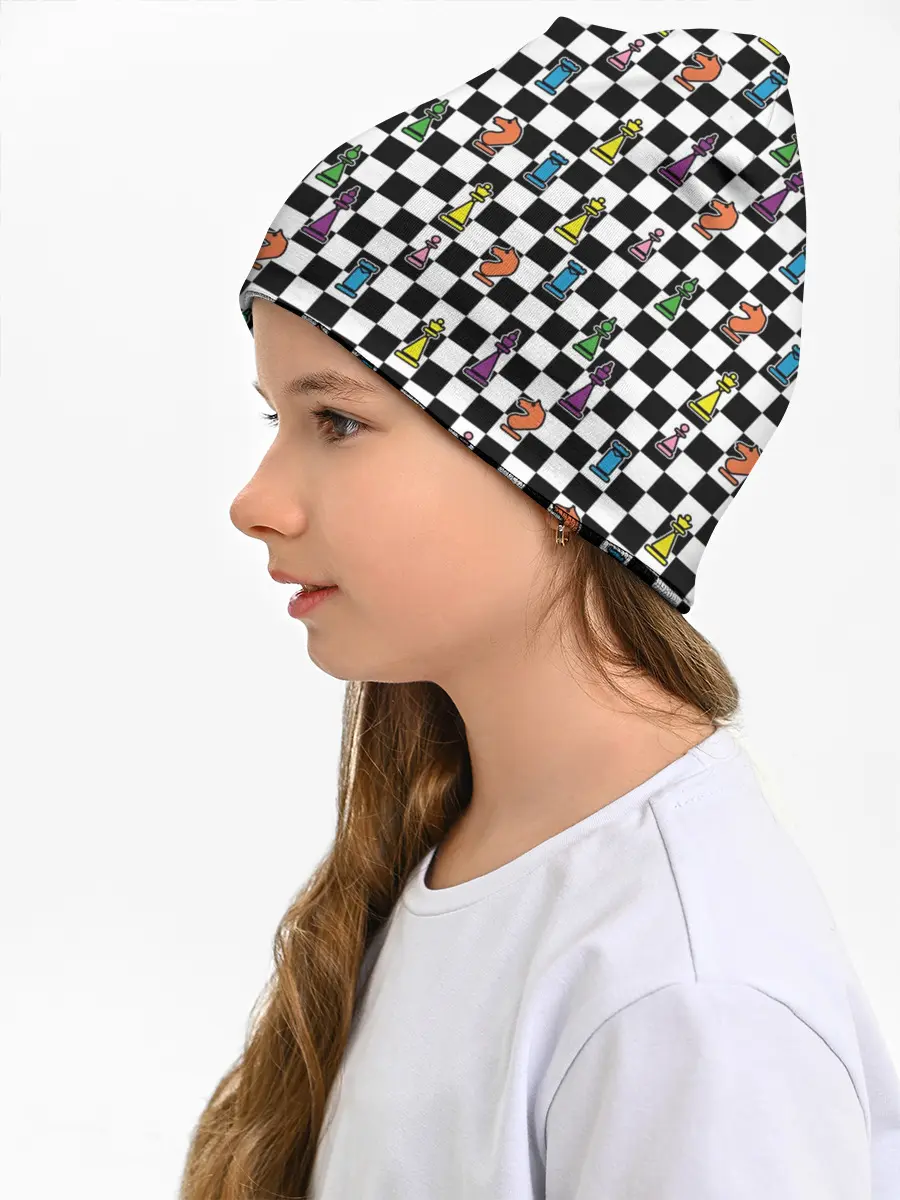 Детская шапка / Яркая шахматная доска