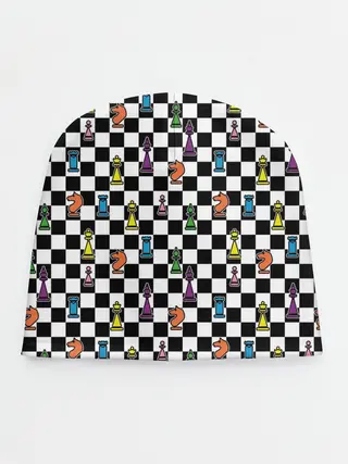 Детская шапка / Яркая шахматная доска