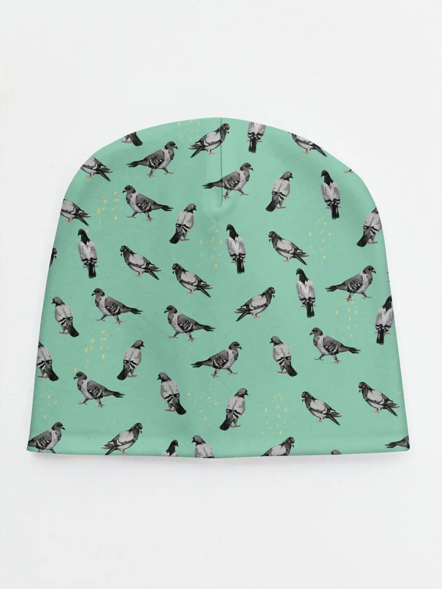 Детская шапка / Голуби на зеленом