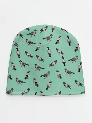 Детская шапка / Голуби на зеленом