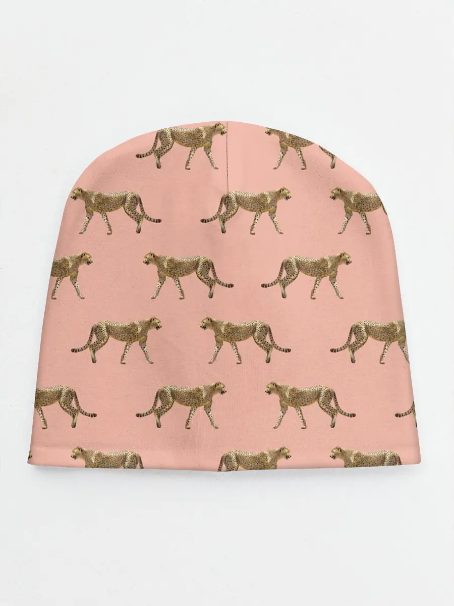 Детская шапка / Гепарды на розовом