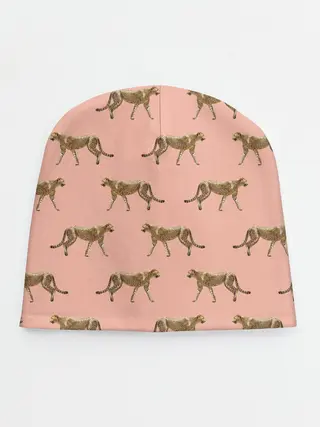 Детская шапка / Гепарды на розовом