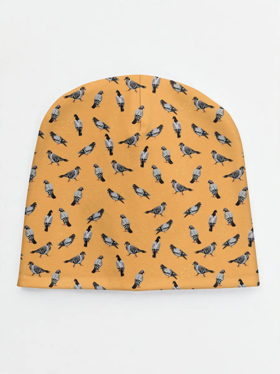 Детская шапка / Голуби паттерн на желтом