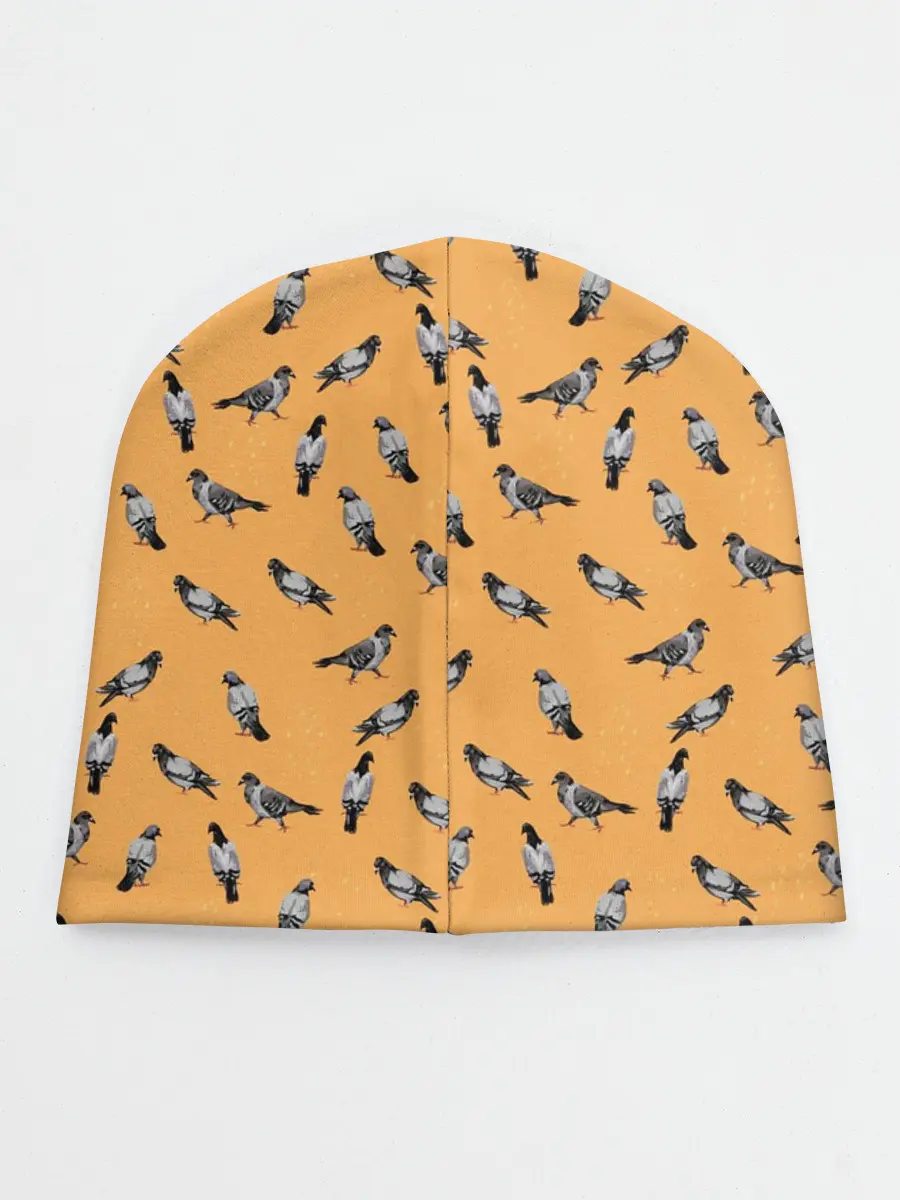 Детская шапка / Голуби паттерн на желтом