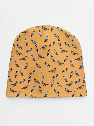 Детская шапка / Голуби паттерн на желтом