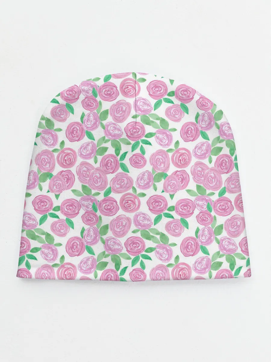 Детская шапка / Розовые акварельные розы