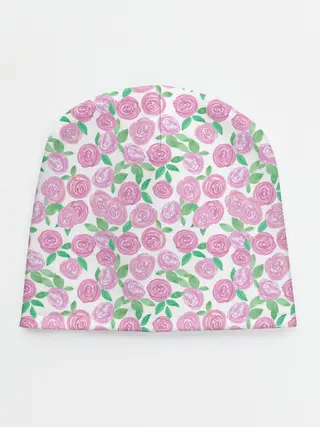 Детская шапка / Розовые акварельные розы