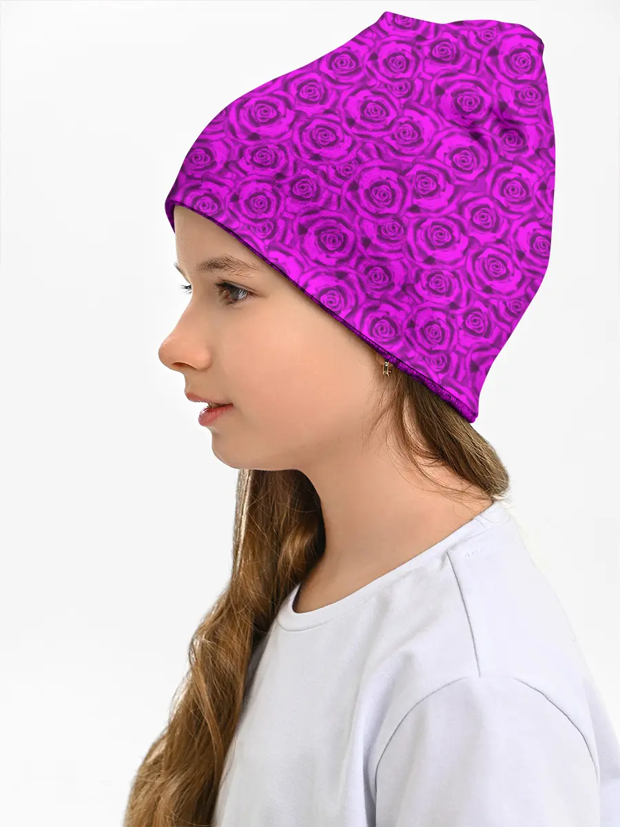 Детская шапка / Яркий цветочный неоновый узор