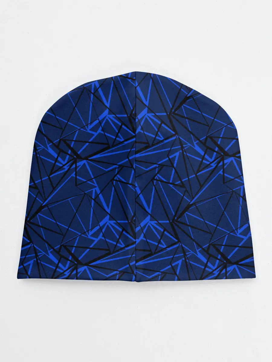 Детская шапка / Черно-синий геометрический