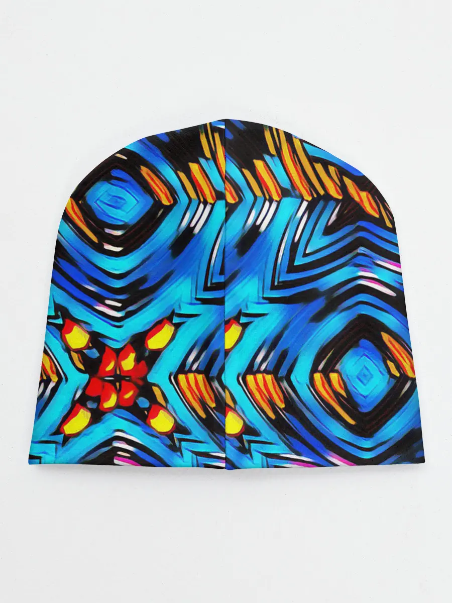 Детская шапка / Желто-синий абстрактный узор