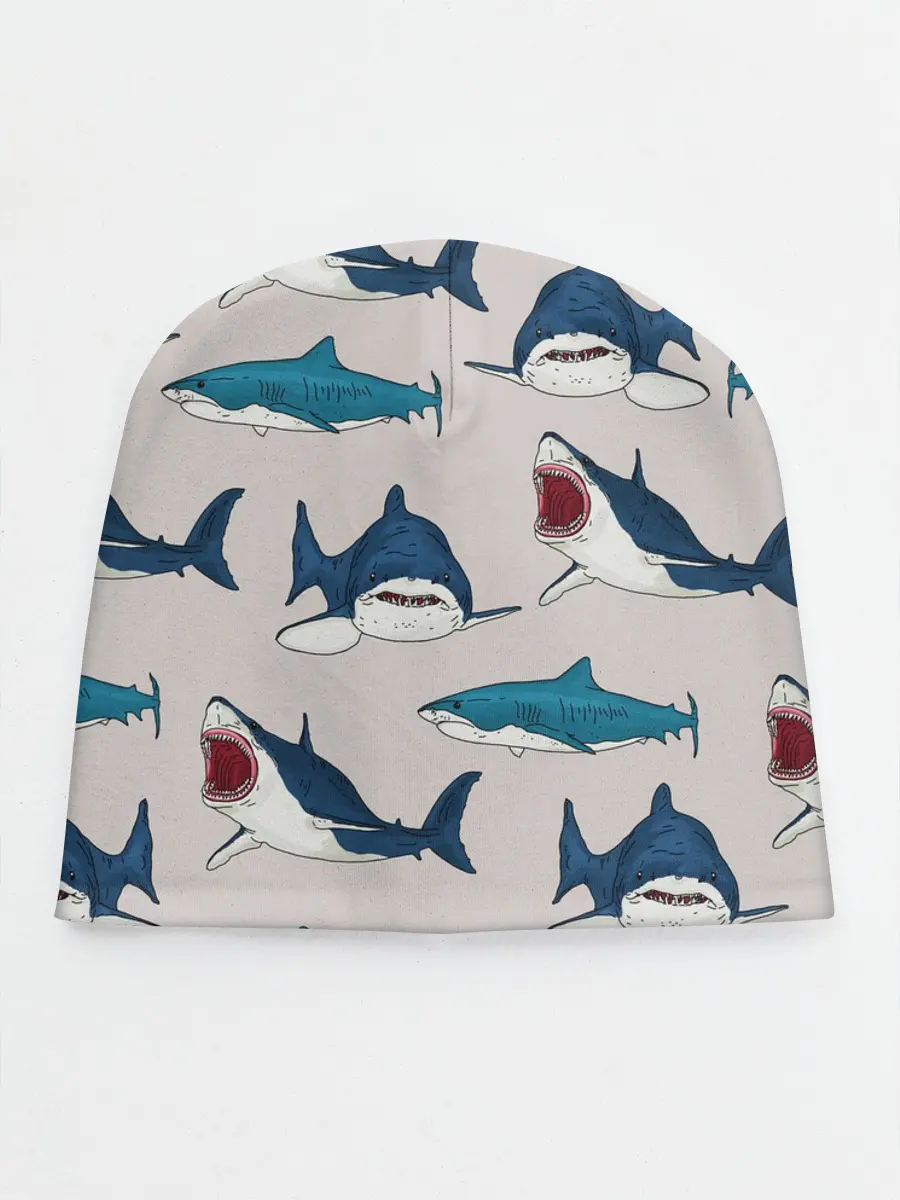 Детская шапка / Кровожадные акулы паттерн