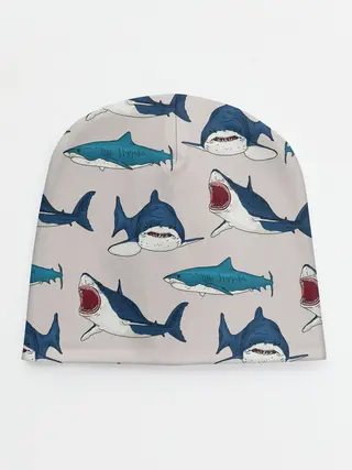 Детская шапка / Кровожадные акулы паттерн