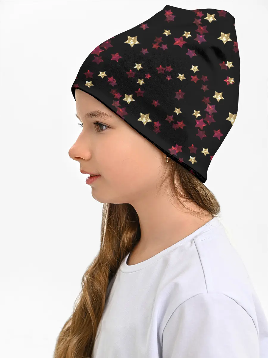 Детская шапка / Блестящие звезды на черном