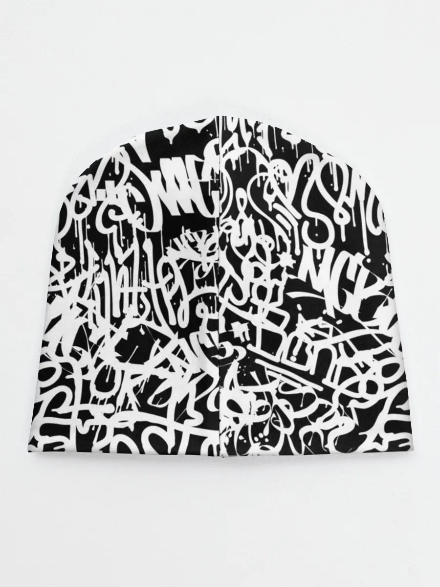 Детская шапка / Graffiti white on black