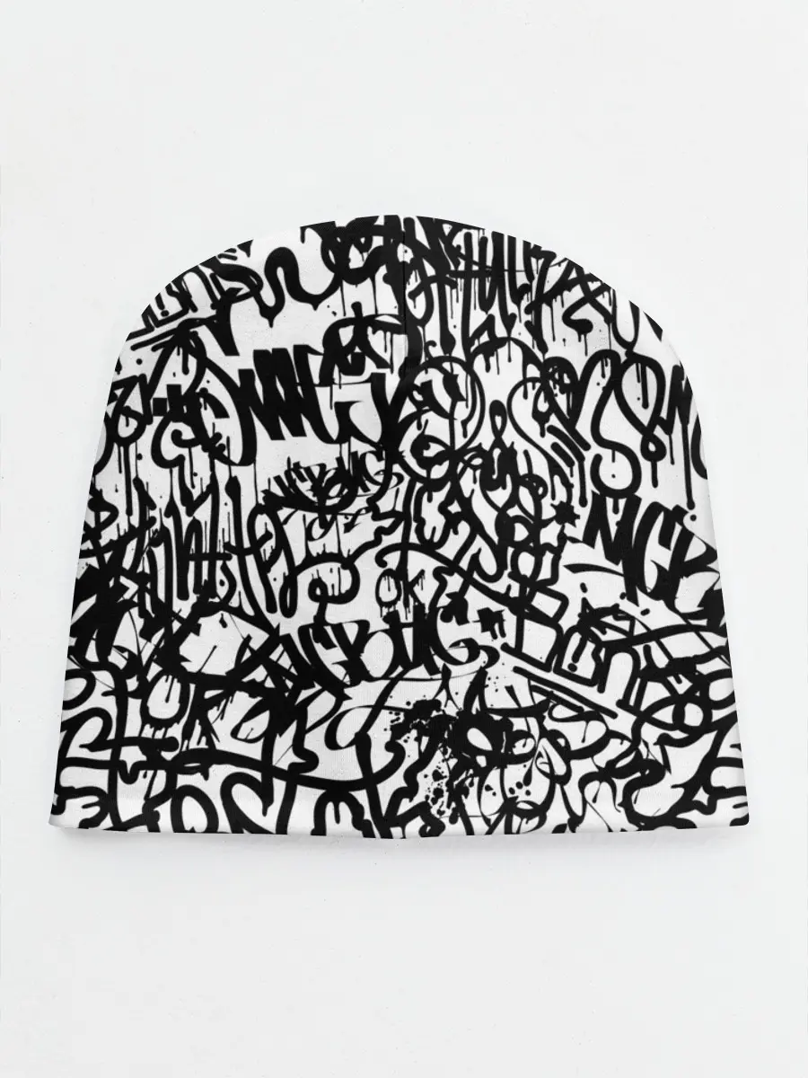 Детская шапка / Graffiti black on white