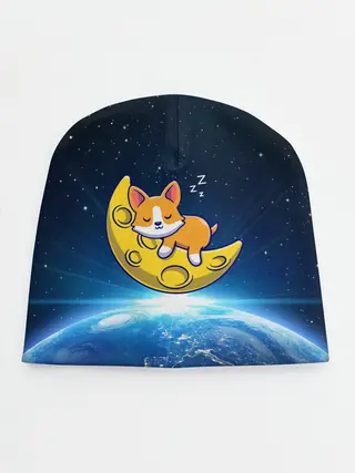 Детская шапка / Лунный корги | Space Corgi