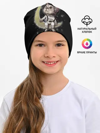 Детская шапка / КОТИК НА ЛУНЕ