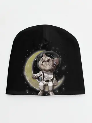 Детская шапка / КОТИК НА ЛУНЕ