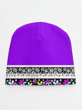 Детская шапка / Яркий фиолетовый цветочный