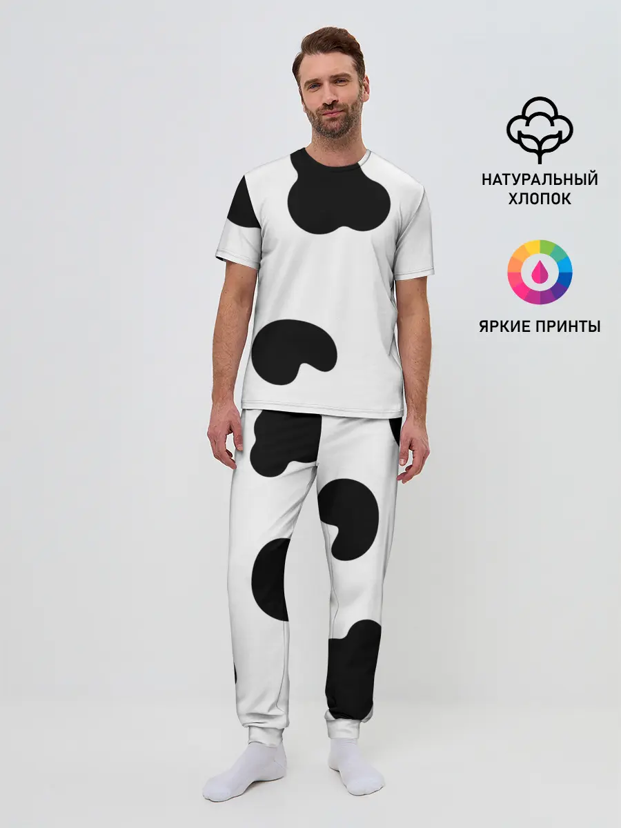 Мужская пижама с брюками / Cow print