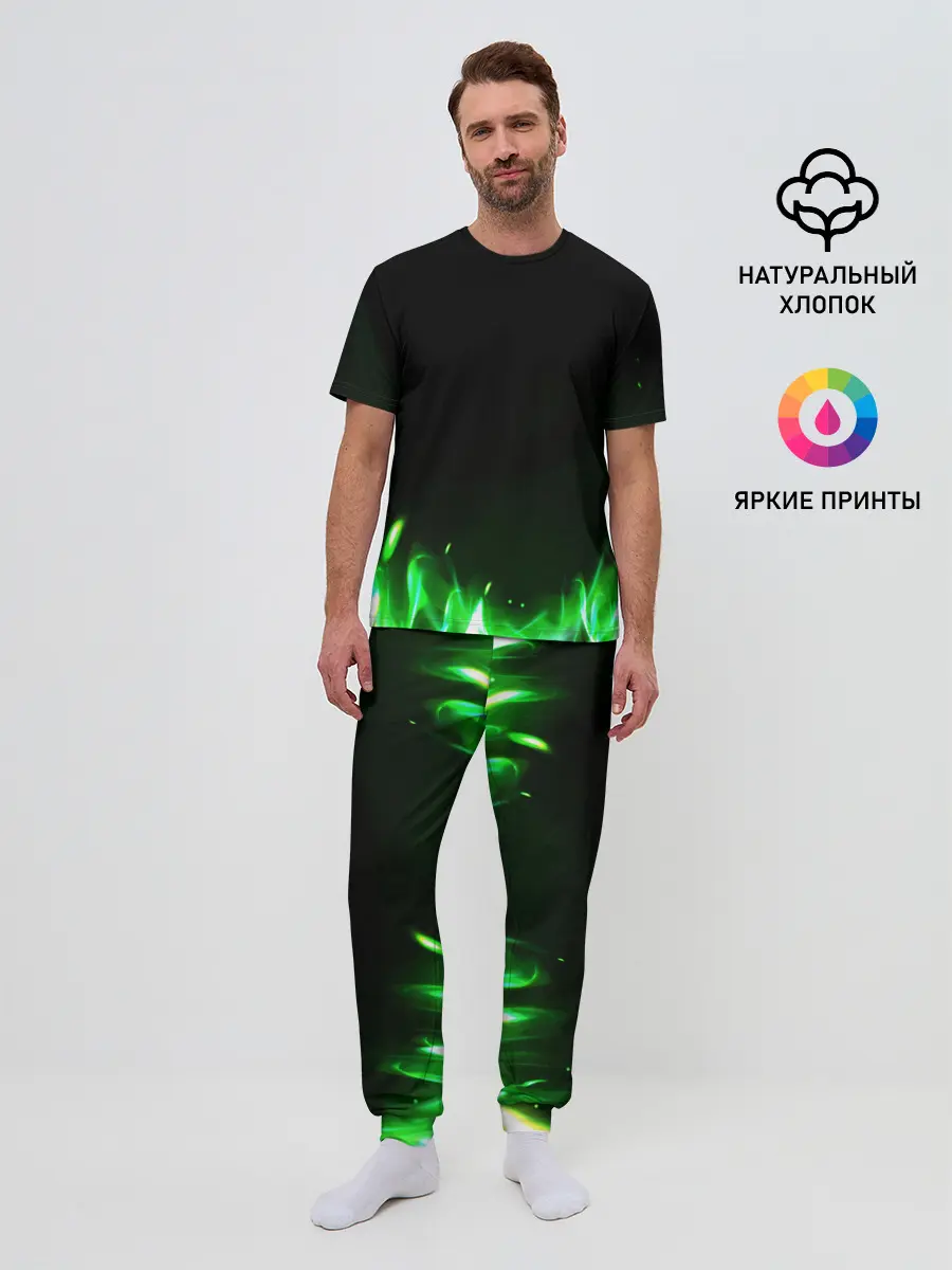 Мужская пижама с брюками / Зеленый огонь