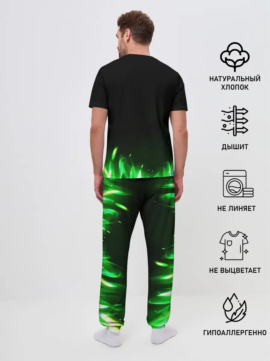 Мужская пижама с брюками / Зеленый огонь