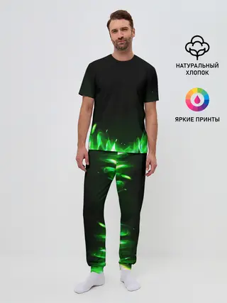 Мужская пижама с брюками / Зеленый огонь
