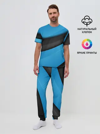 Мужская пижама с брюками / Blue Sport Style