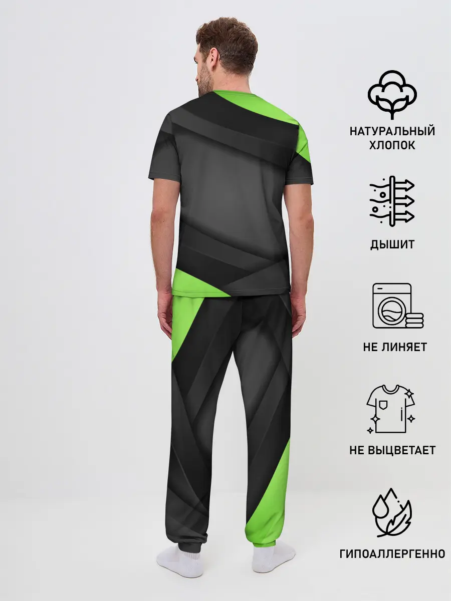 Мужская пижама с брюками / Green / Black