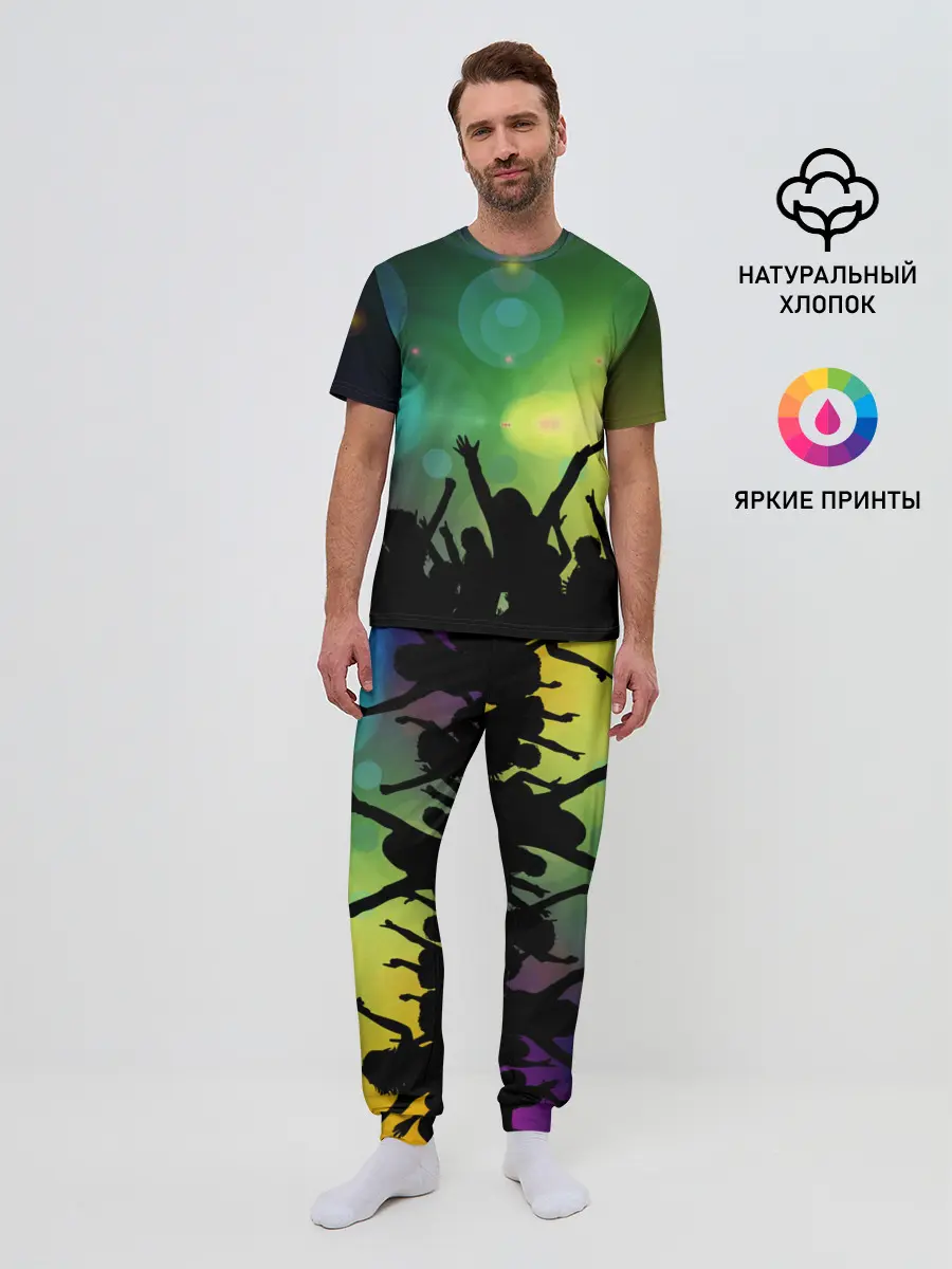 Мужская пижама с брюками / Неоновая Вечеринка