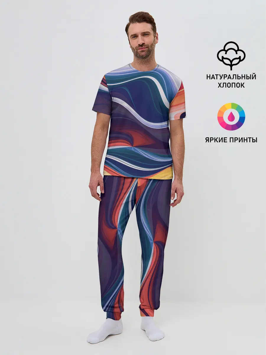 Мужская пижама с брюками / Colored lines